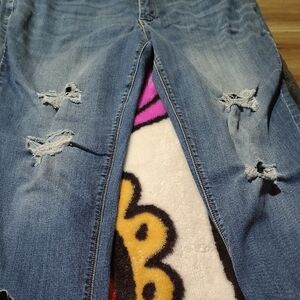 Blue Boyfriend Jeans with Distressed Details